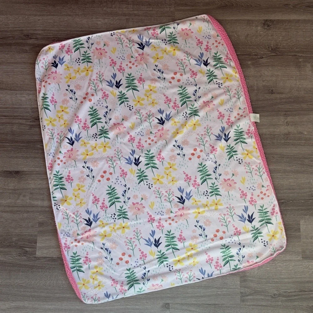 Cloud Island baby girls floral print fleece blanket